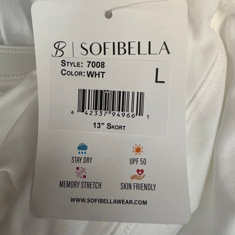 Sofibella Tennis Skort White 13 Inch Flounce Stretch Athletic Women Large NWT - Picture 7 of 7